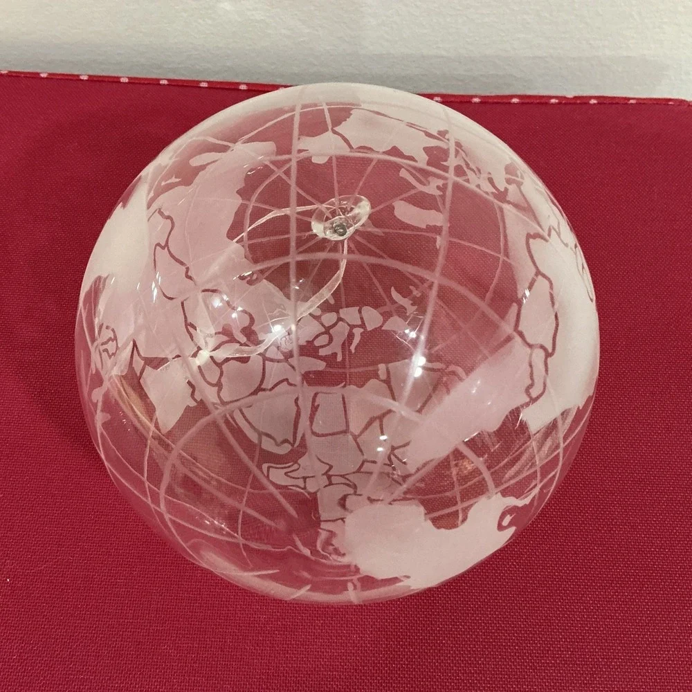 Planet Earth World Map Globe Blown Glass Christmas Ornament Pottery Barn RARE